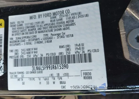 2018 Lincoln Mkz Reserve z USA, uszkodzony, nr VIN 3LN6L5F99JR615390